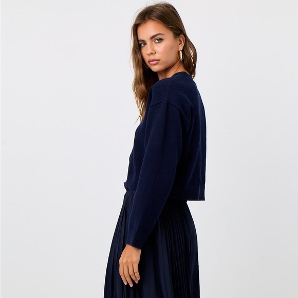 NWT La Porte Swim Cotton Cashmere Knit Summer Cardigan - Navy - XS - Picture 5 of 7